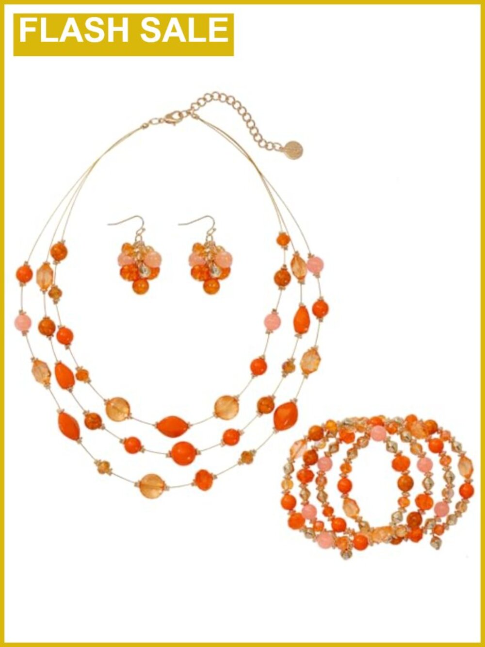 3-Layer Beaded Statement Necklace Set